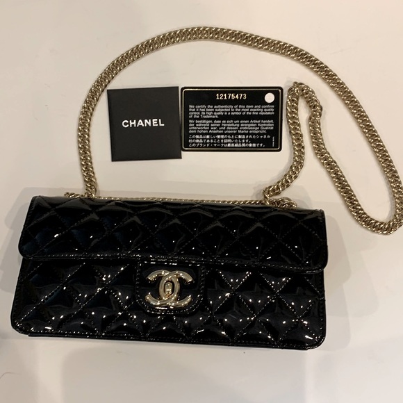 Rare🖤 CHANEL Evening Star East West Glitter Leather Bijoux Soft Gold Quilted Bag - Picture 6 of 16